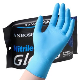 ANBOSON 5 Mil Nitrile Gloves, Latex Free & Powder Free Disposable Gloves for Food Prep, Cleaning, Mechanics (Blue, 50Pcs, Size M)