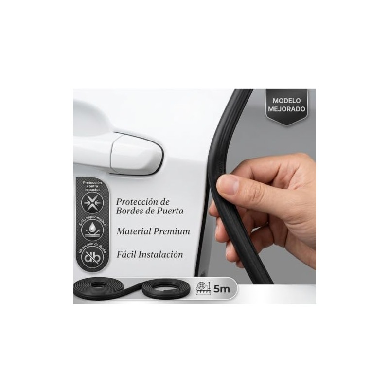 Protector Borde Puerta Auto Sello Hule Moldura Antirrayas Universal 5m