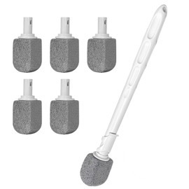 Upgrade Pumice Stone Toilet Bowl Cleaner,Bathroom Cleaner Brush Toilet Wand Refills with 30CM Long Handle for Remove Hard Water Stains with 1 Wand+ Pumice Stones (5 Pack)