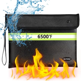 Fireproof Bag 6500°F, Improved Fireproof Money Bag with Waterproof Zip for Cash, 10 Layers of Insulation/Reflective Strips, with Handle for Important Documents