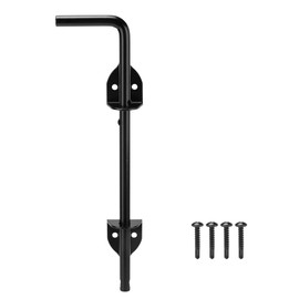 HILLMASTER 12" Heavy Duty Cane Bolt Gate Drop Rod for Wood Fence, Steel Drop Bolts Cane Bolt Hardware for Wooden Gater and Holding Doors, Black Finish