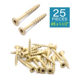 Deck Screws #8 x 1-1/2 Inch, Exterior Wood Screws, Flat Torx Drive Head, Partially Threaded, Tan Coated Carbon Steel, Pack of 25 by IMScrews