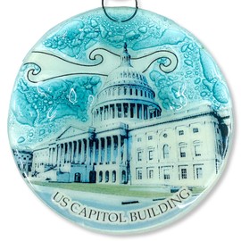 US Capital Building Ornament - Glass Washington DC Christmas Ornament Holiday Art Light Catcher