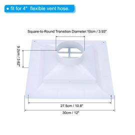 PATIKIL Square Air Vent Cover 12 x 12 inch, 4 Inch Dia., Air Return Grille Sidewall or Ceiling Air Diffuser with Square-to-Round Adapter for Bathroom Kitchen Ventilation