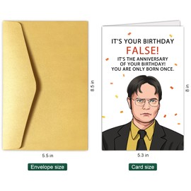 Chenive Funny Office Birthday Card, Dwight Schrute Birthday Card, Bday Greeting Card, It is Your Birthday False