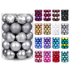 XmasExp 60mm/2.36" Christmas Ball Ornaments Shatterproof Christmas Ornaments Set Decorations for Xmas Tree Balls - 34ct (2.36'', Silver)