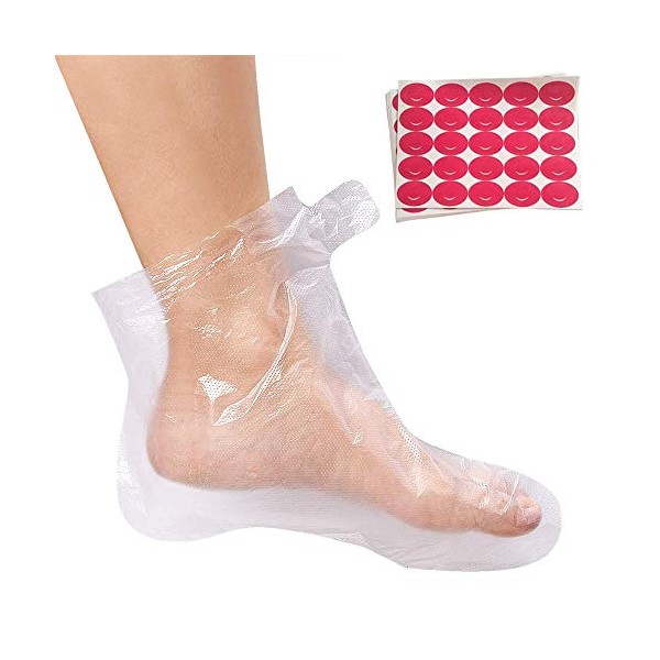 100pcs Clear Plastic Disposable Booties Paraffin Bath Liners for Foot Pedicure Hot Spa Wax Treatment Foot Covers Bags