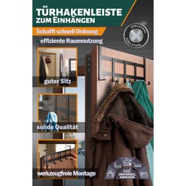 Menz Door Coat Rack for Hanging - Black Door Hooks for Efficient Use of Space, Solid Coat Hook Door, Door Hook Rail, Universal Use, Hooks for Hanging Jackets, Towels