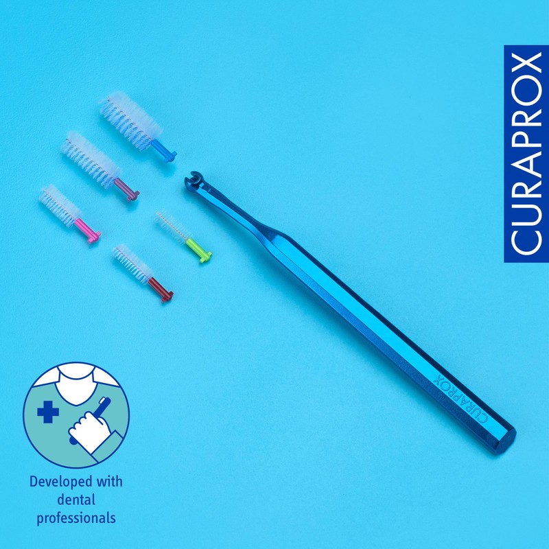 Curaprox UHS 475 Interdental Brush Holder - Blue Steel Handle