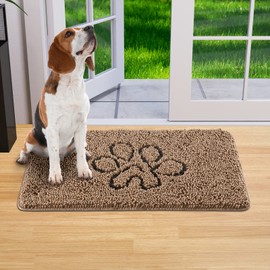 Lifewit Chenille Indoor Doormat Traps Mud and Water, Non Slip Low-Profile Rug Doormats for Muddy Shoes and Dog Paws, Machine Washable Doormat for Pet Entry, Back Door, Mud Room, 30 × 48 in, Brown