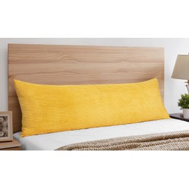 Sweet Jojo Designs Mustard Yellow Unisex Boy or Girl Body Pillow Cover Case – Decorative Accent Long Couch Kids Bed Pregnancy Pillowcase 54x20 - Solid Color Striped Corduroy Textured Minimalist