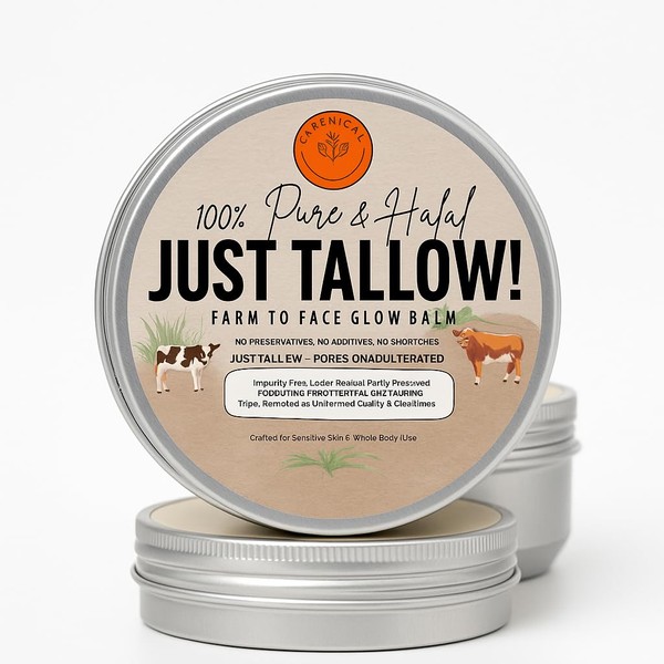 Halal Grass-Fed Triple-Rendered Beef Tallow Balm, 70 g – Moisturizer for