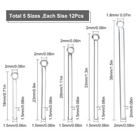 SUNNYCLUE 1 Box 60Pcs 5 Sizes Silver Bar Charms Stainless Steel Bar Charm Rectangle Metal Tags Blank Bar Charm for Jewelry Making Charms Women DIY Bracelets Necklaces Earrings Crafting Supplies