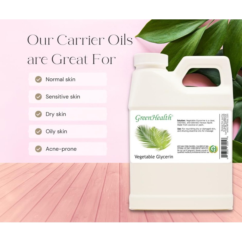 GreenHealth Vegetable Glycerin 32 fl oz – 100% Pure Non-GMO,