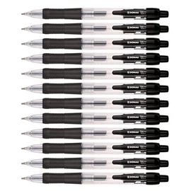 OFFICER PRODUCTS DONAU Classic Retractable Gel Pen, Colour: Black, Pack of 12, Line Width: 0.25 mm, Ball Diameter: 0.5 mm, Soft Feel Grip