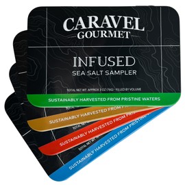 Sea Salt Gift Set 4-Pack - Infused, Smoked, Spicy and Natural Salt Sampler Collections - 23 Flavors with Reusable Tins- Great Gifts for Everyone - Caravel Gourmet