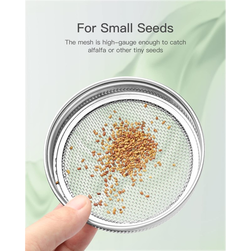 12 Pack Sprouting Lids, 316 Stainless Steel Screen Lid for