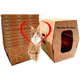 Cats Desire - 12 Trays, Disposable Litter Boxes for Cats - Litter Box, Fits Large Cats - Water Resistant Cat Litter Box - Made in USA, 19" L x17 W x 8.5" H tray - enclosed box