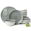 Pokini Gradient Green Stoneware Dinnerware Sets, 12 pcs Reactive Glaze