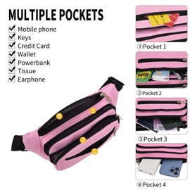 IHIGOGOFA Bumbags Waist Fanny Pack Fashion Bum Bag with 65cm Extended Belt for Dog Walking Climbing Hiking Travel Cycling Girls Ladies Men Women