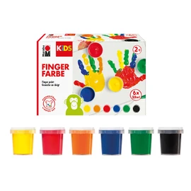Marabu 0303000050800 KiDS Finger Paint Set with 6 Bright Colours 35 ml Each Paraben-Free, Vegan, Lactose-Free, Gluten-Free, Suitable for Painting for Nursery, School, Therapy and Home