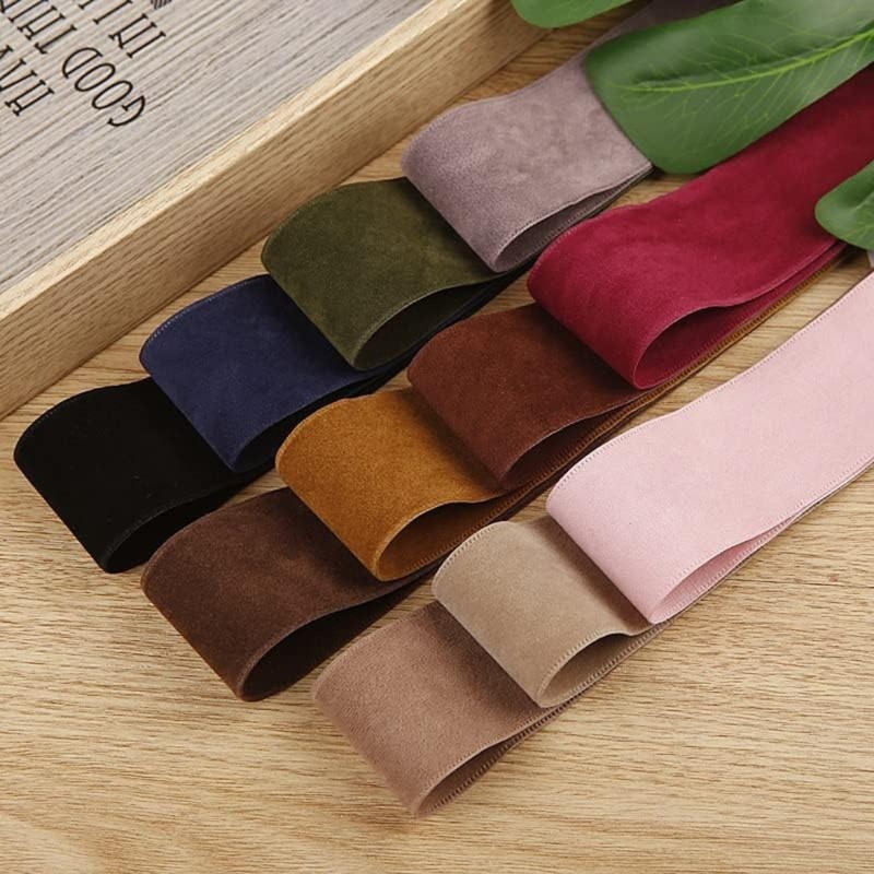 mangoking Velour Ribbon, Black, Double-Sided, Cute Smooth Fabric, Velvet Ribbon,