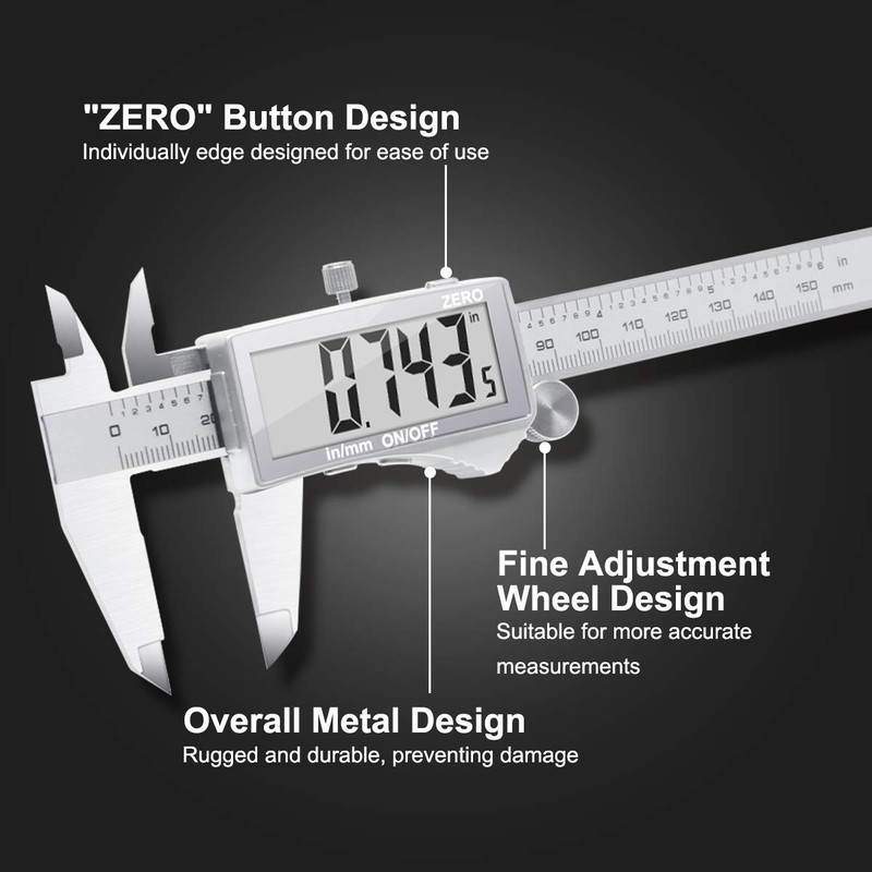 Digital Vernier Caliper, Preciva Electronic Caliper 150mm with Extraordinary LCD