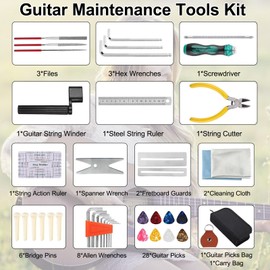 55Pcs Guitar Repairing Maintenance Tool Kit with Carry Bag,Guitar Repair Tools Kit for Guitar Ukulele Bass Banjo,Guitar Care Cleaning Guitar Accessories Gift for Music Instrument Enthusiast Beginner
