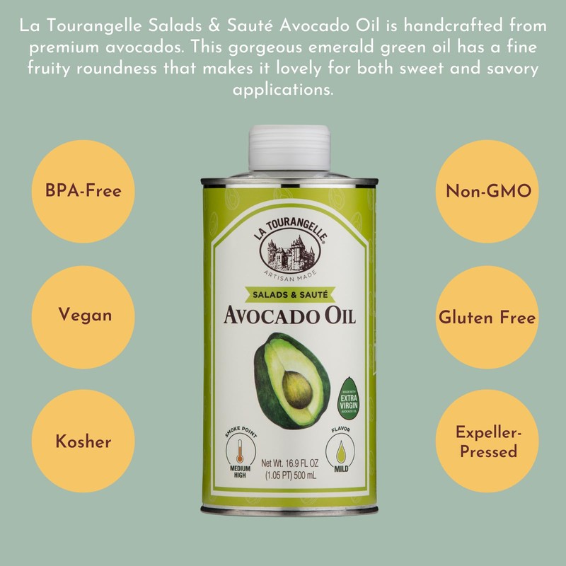 La Tourangelle Avocado Oil 16.9 Fl Oz, All-Natural, Artisanal, Great