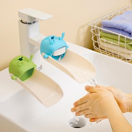 SHINTIN 2pcs Faucet Extender for Toddlers, Kids Hand Washing Faucet Extension，Sink Faucet Extenders,Suitable for Bathroom, Kitchen,Little Deer Design,Green and Blue