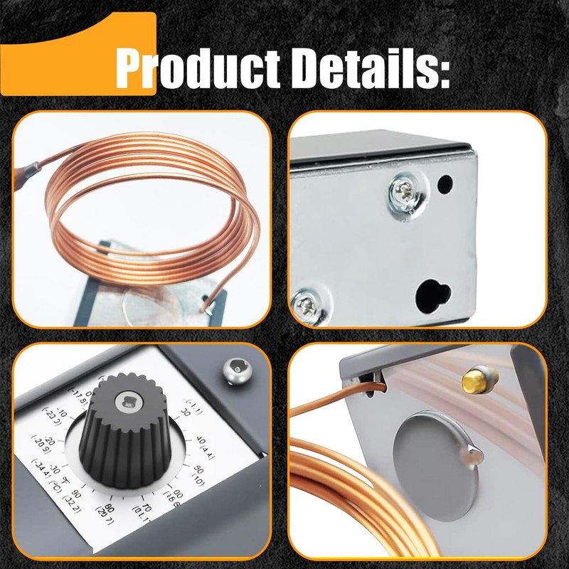 W1609-101 Thermostat Temperature Controller Refrigeration Remote Bulb TH-1609, from -30