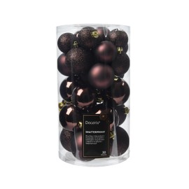 30 brown christmas baubles - black truffle baubles christmas decorations - christmas tree hanging ornament - 40mm 50mm 60mm baubles - glitter matt shiny set.