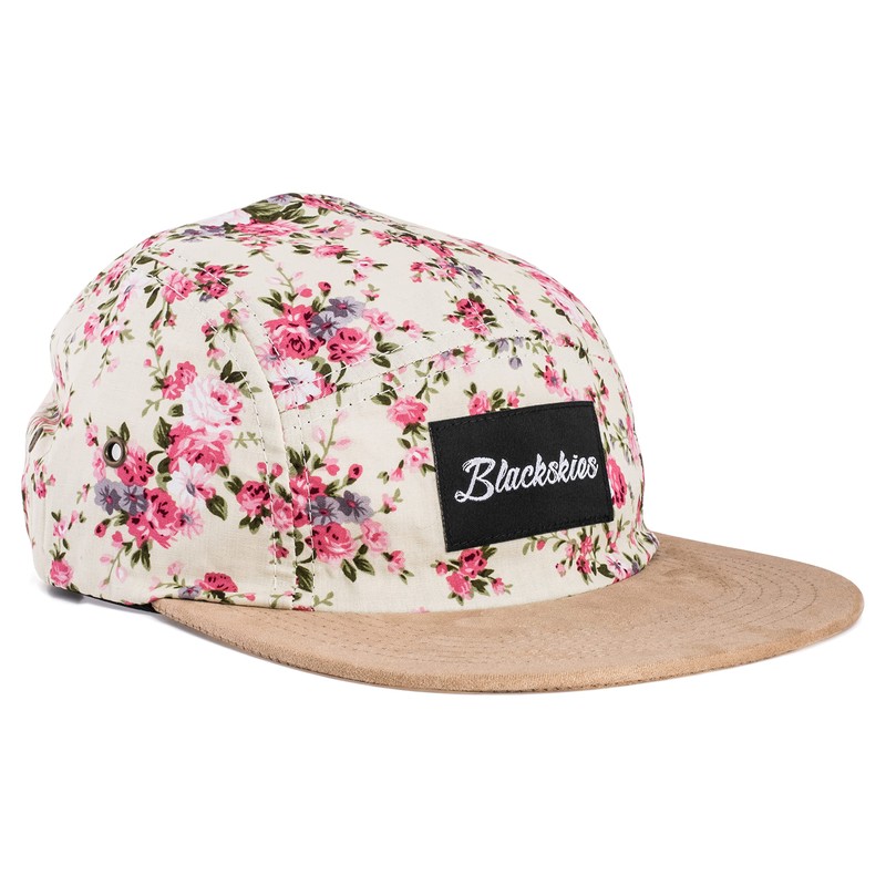 Blackskies Sakura 5-Panel Cap White with Cherry Blossoms Unisex Baseball
