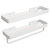 Danpoo 16-Inch White Floating Bathroom Shelves with Towel Bar， Clear