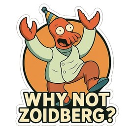 Zoidberg Dancing in Joy with Party Hat Classic Futurama Style Sticker (2.75" x 3.25")