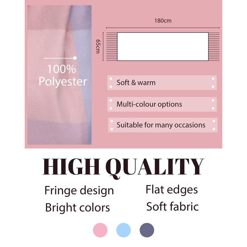 EOAMGO Women's Winter Scarf, Cuddly Cotton Checked Oversized Square Blanket