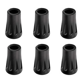 Cane Cap, Rubber Cap, Replacement Rubber Cap, Anti-Slip Climbing Cane Cap, Walking Rod Cap, Durable, Durable, Lightweight, Wear-resisting for Mountain Climbing Skiing and Excursions (Black 6-Piece Set