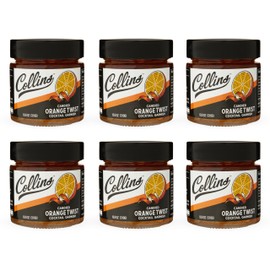 Collins Candied Fruit Orange Peel Twist in Syrup - Popular Cocktail Garnish for Skinny Margarita, Martini, Mojito, Old Fashioned Drinks, Peel for Baking, 10.9oz, Set of 6