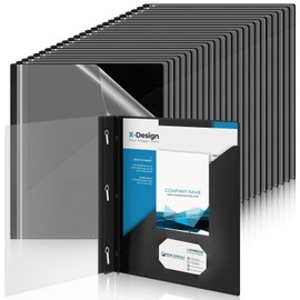 Teling 48 Pack Clear Front Report Covers with 3 Prongs Fasteners, 11.42 x 9.45 Inch Plastic Presentation Folders Bulk, 90 Sheet Capacity, Book File Covers for Office School Business, Navy Blue