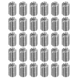 sourcing map 30Pcs Threaded Insert, Stainless Steel M3-0.5 Female to M5-0.8 Male Repair Nut 8mm Long Thread Adapters Sleeve Reducing Nut Thread Repair Screw for Hardwoods Softwoods
