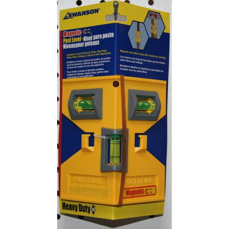 Swanson Tool Co PL001M Magnetic Composite Post Level, Yellow, Includes