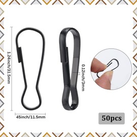SOFPLATE 1 Box 50Pcs Metal Spring Hooks Black Lanyard Snap Clip Hooks 1.24 Inch Gourd Iron Push Gate Hanging Clasp Buckle Findings for Keychains ID Cards Purses Curtains Pet Tags Supplies DIY Making