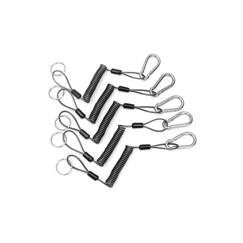 C-FUNN 5Pcs 26cm Steel Plier Coil Tether Lanyard Secure Grip