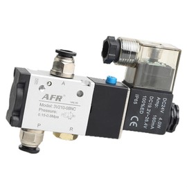 HHJGURBEN Normally Closed Pneumatic Air Solenoid Valve 3V210-08-NC DC24V AC220V Normally Open 3V110-06-NO 3V210-08 3V310-10 3V410-15(3V210-08-NC-W AC220V,10mm Fittings)
