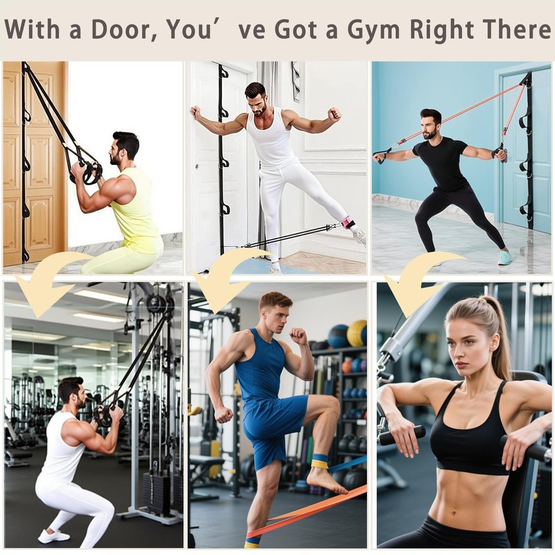 1Pcs Black Heavy Duty Multi-Loop Door Anchor for Resistance Bands,