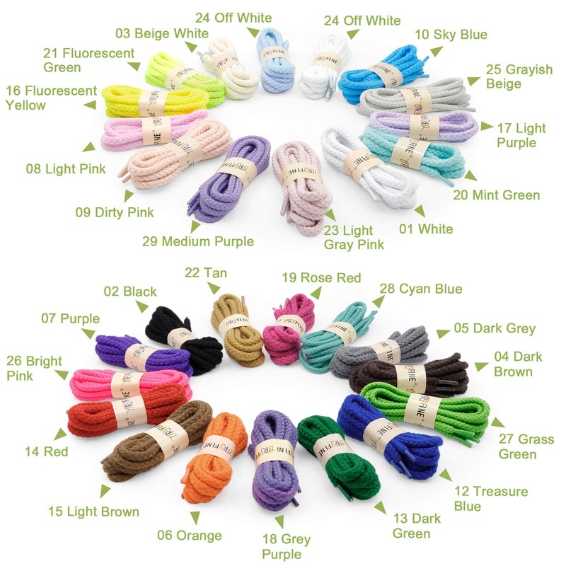 YJRVFINE Thick Round Rope Shoelaces: 47 inch Treasure Blue Chunky
