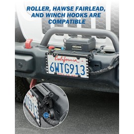 JOYTUTUS Universal Flip-Up License Plate Mount for 10" Hawse Fairlead (254mm) - Compatible with Winch, Off-Road Trucks, RV Bumpers Front License Plate Holder Bracket