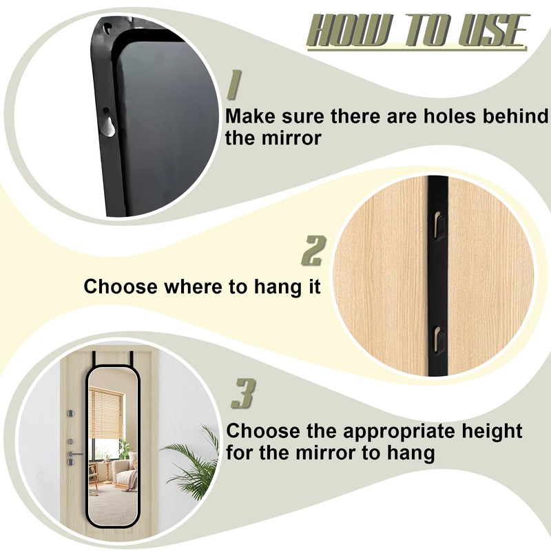 Dexspoeny Over-The-Door Mirror Hanger, Adjustable 13.6 in Door Mirrors Hanger