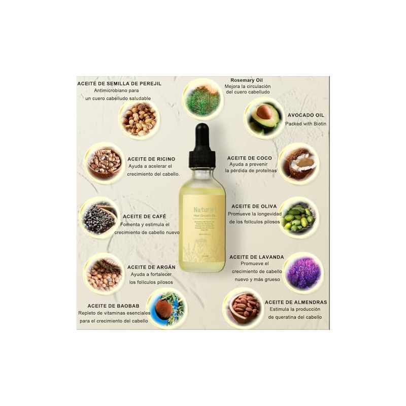 Juego de 5 PCS Aceite Natural Para el Crecimiento del