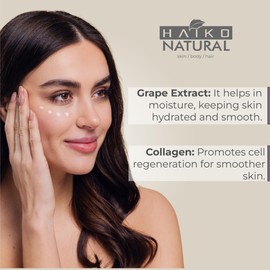 Haiko Natural | Eye Contour Gel | Helps Reduce Puffiness and Dark Circles | With Grape Extract and Collagen | 1.0 FL.OZ / 30g | Paraben Free